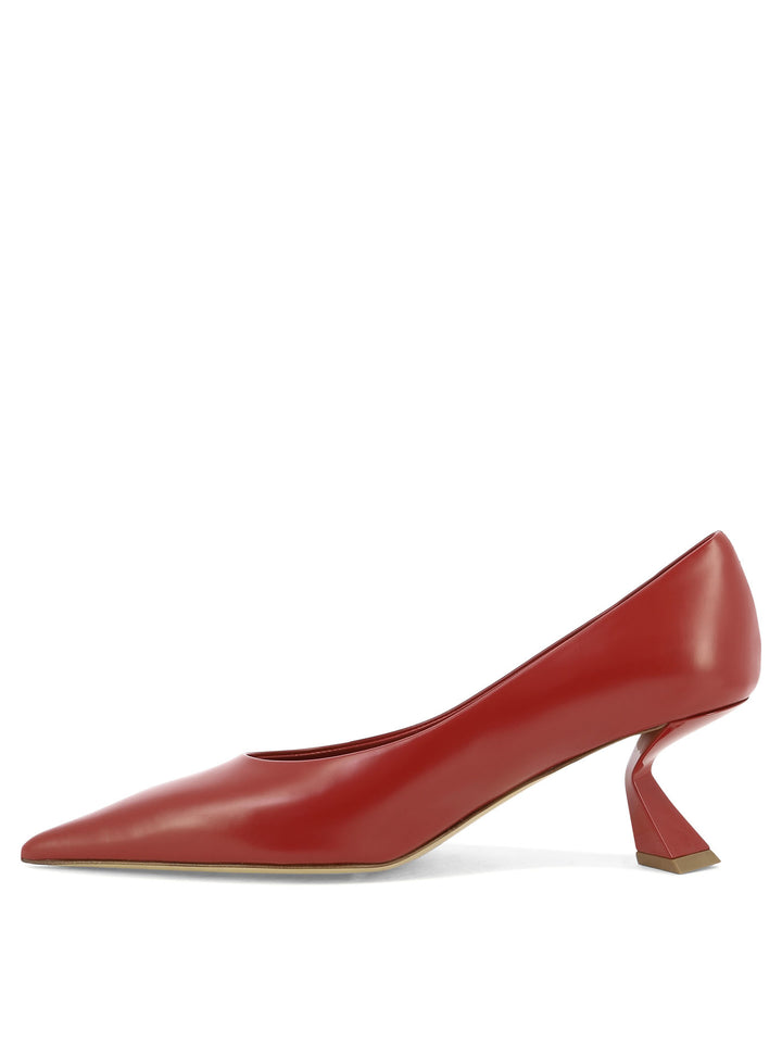 Leather Pumps Heeled Shoes Red