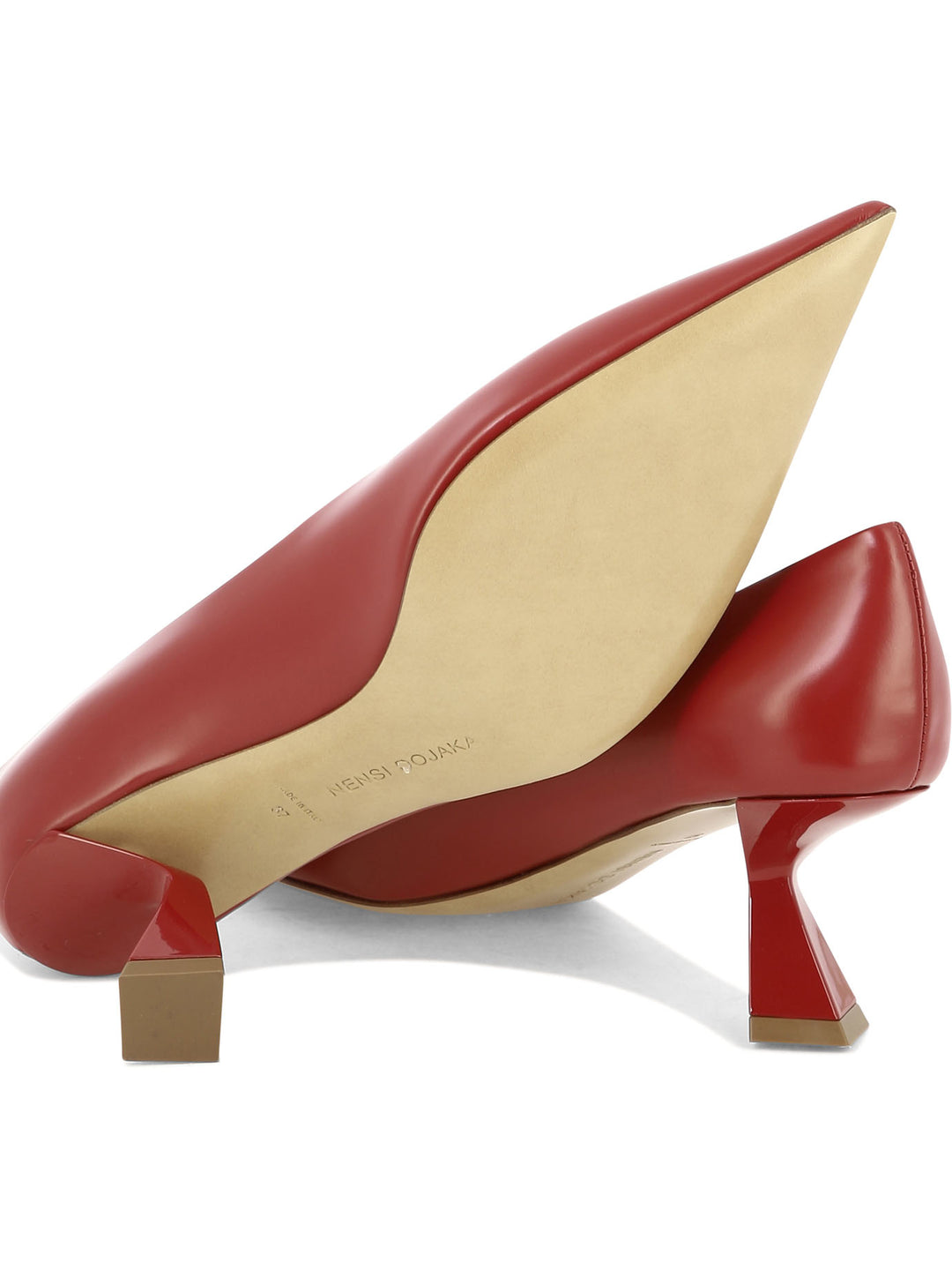 Leather Pumps Heeled Shoes Red