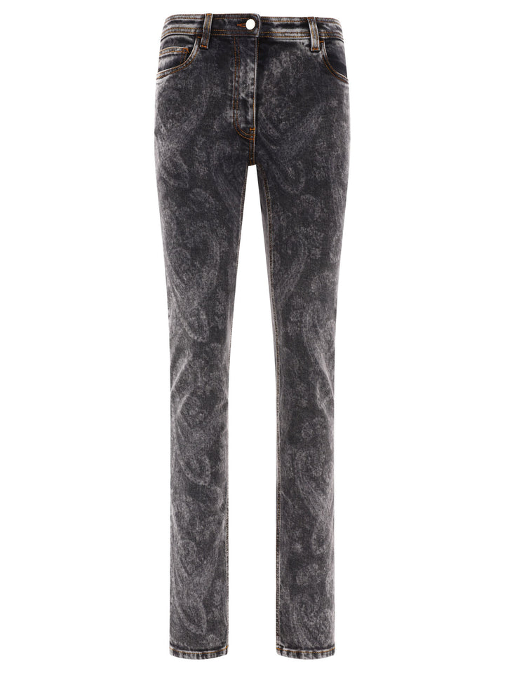 Skinny Paisley Jeans Grey