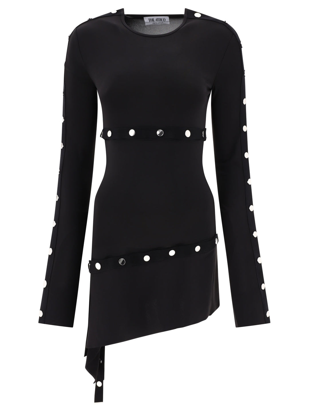 Studded Asymmetric Dress Dresses Black