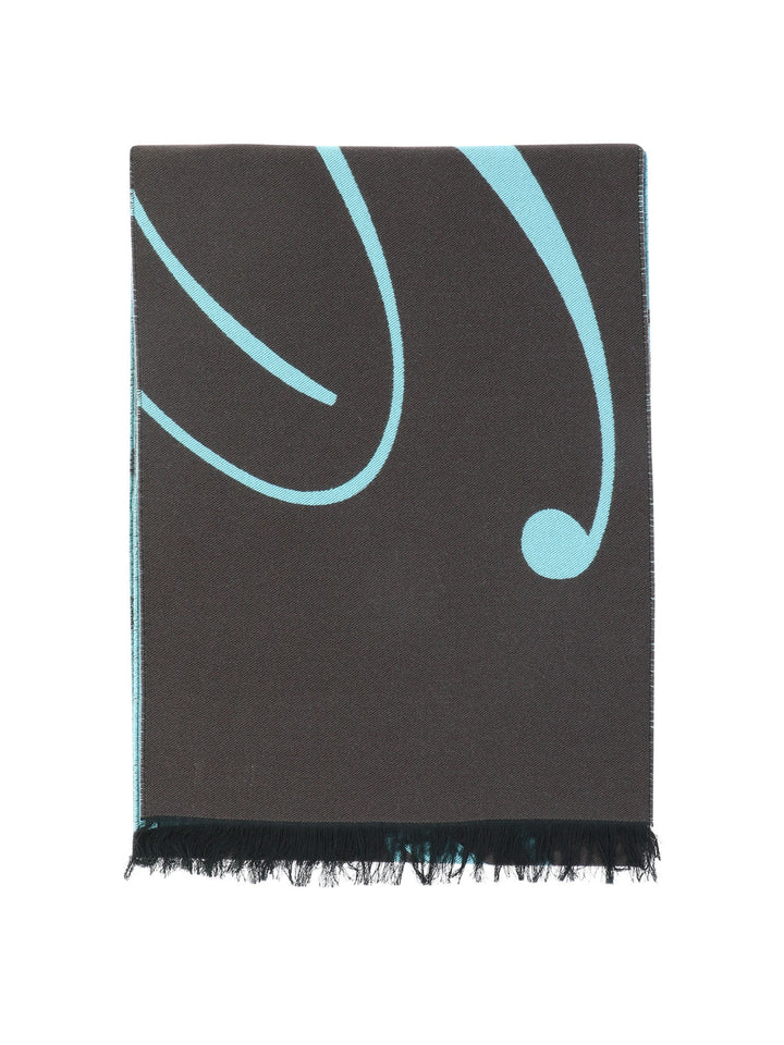 Logo Wool Silk Scarf Scarves Brown