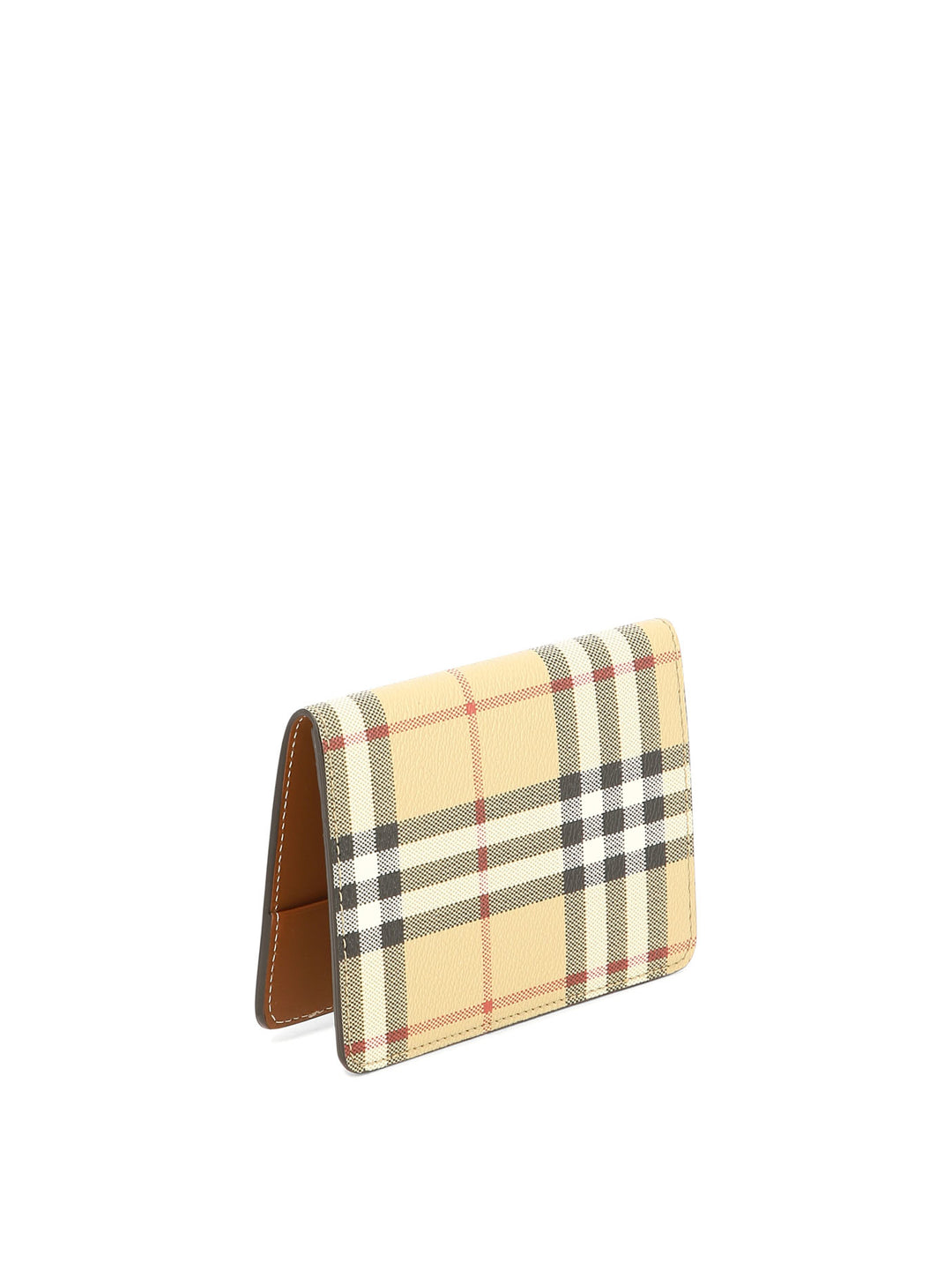 Check Passport Holder Pouch Beige