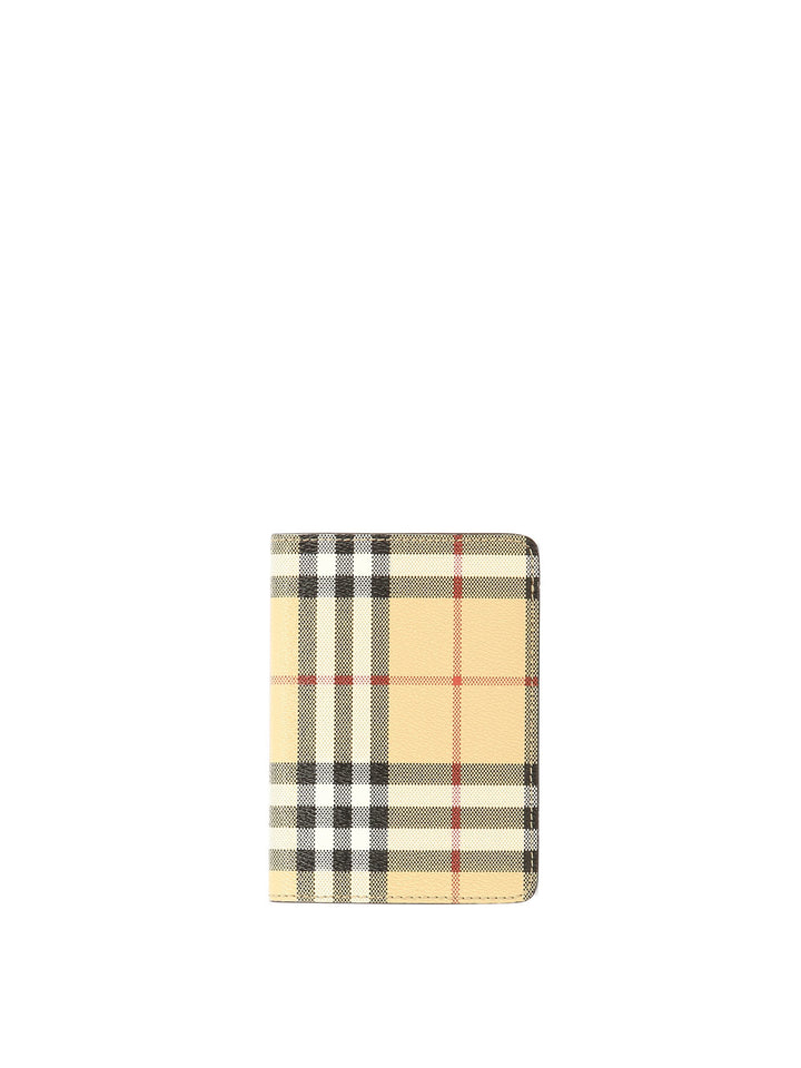 Check Passport Holder Pouch Beige