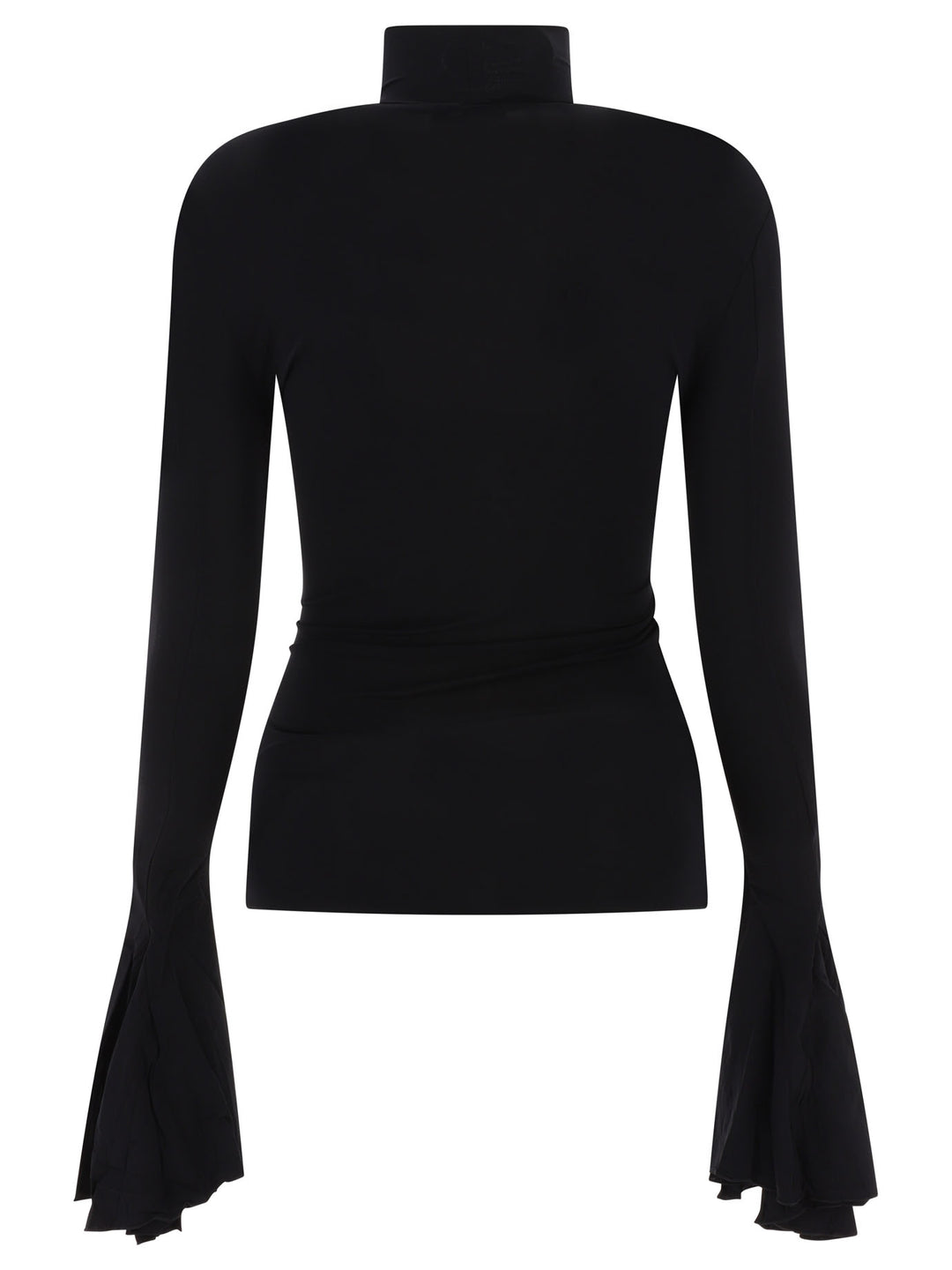 High Neck Top With Godet Cuffs Tops Black