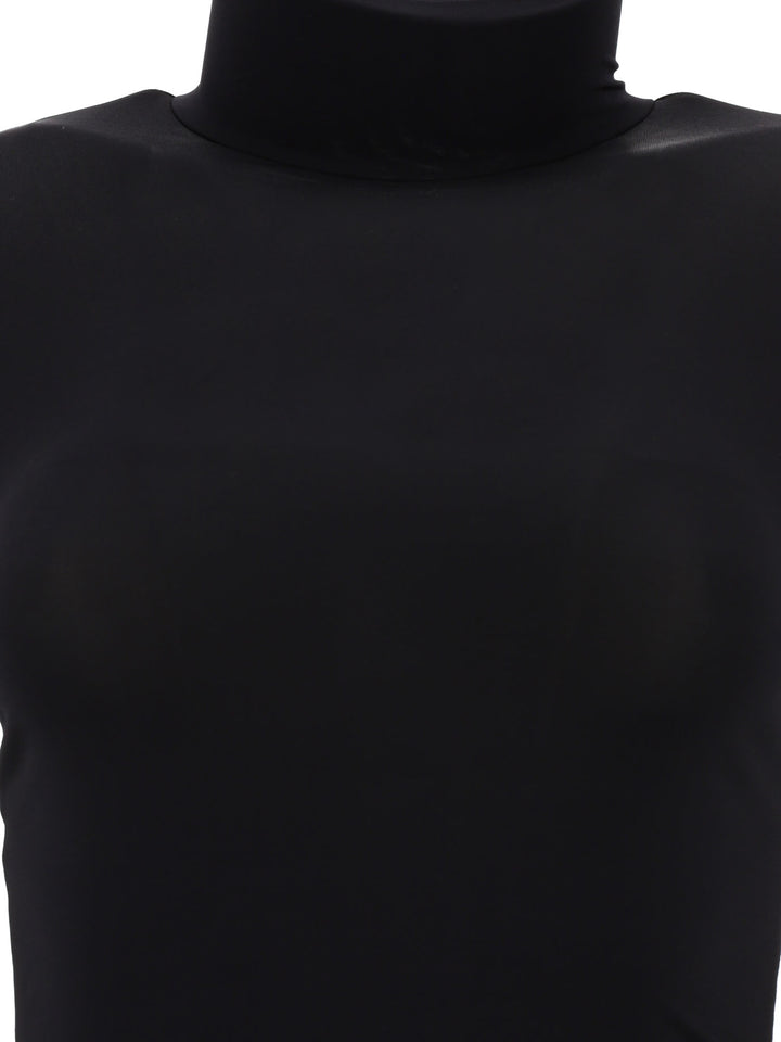 High Neck Top With Godet Cuffs Tops Black