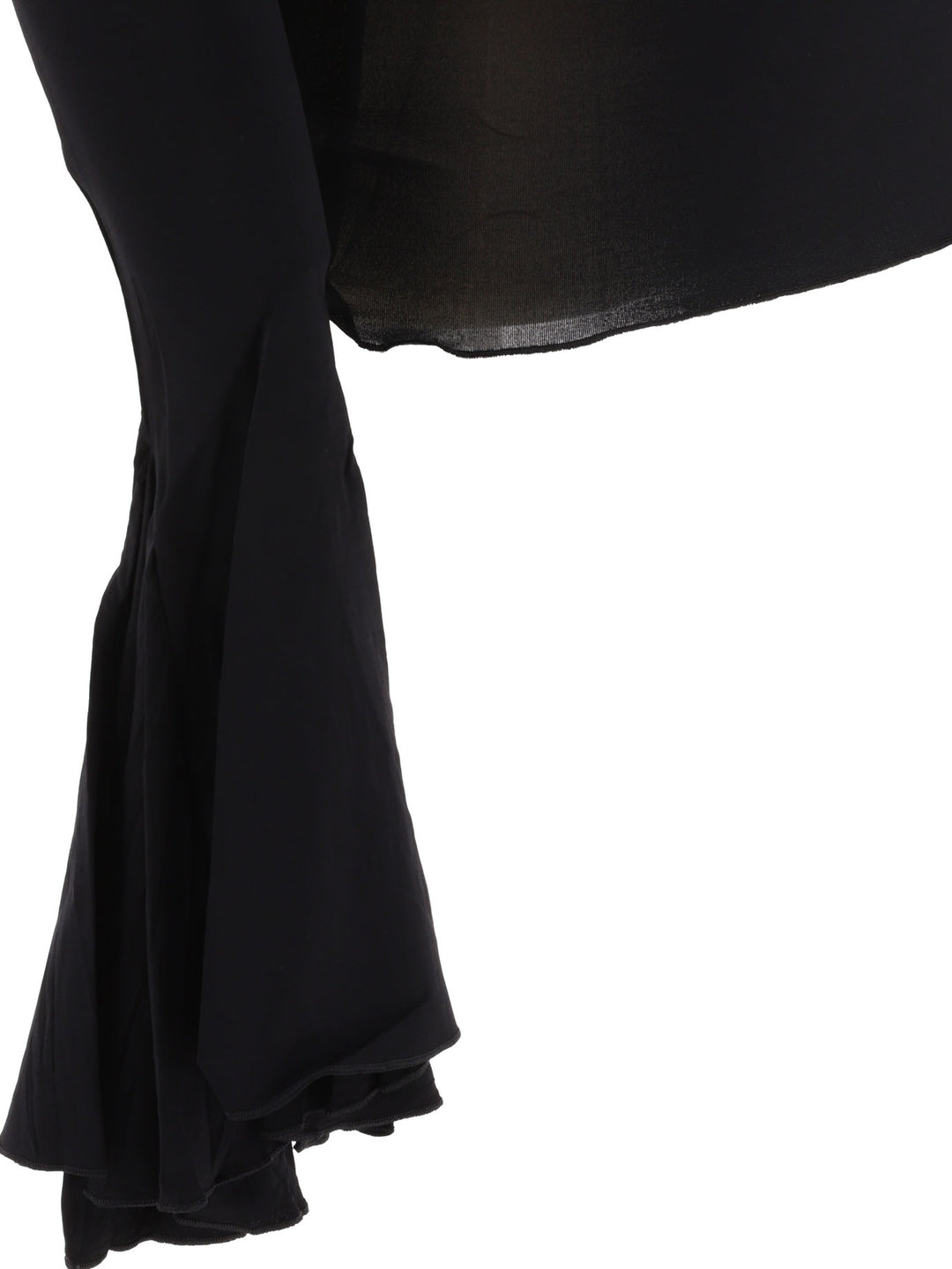 High Neck Top With Godet Cuffs Tops Black