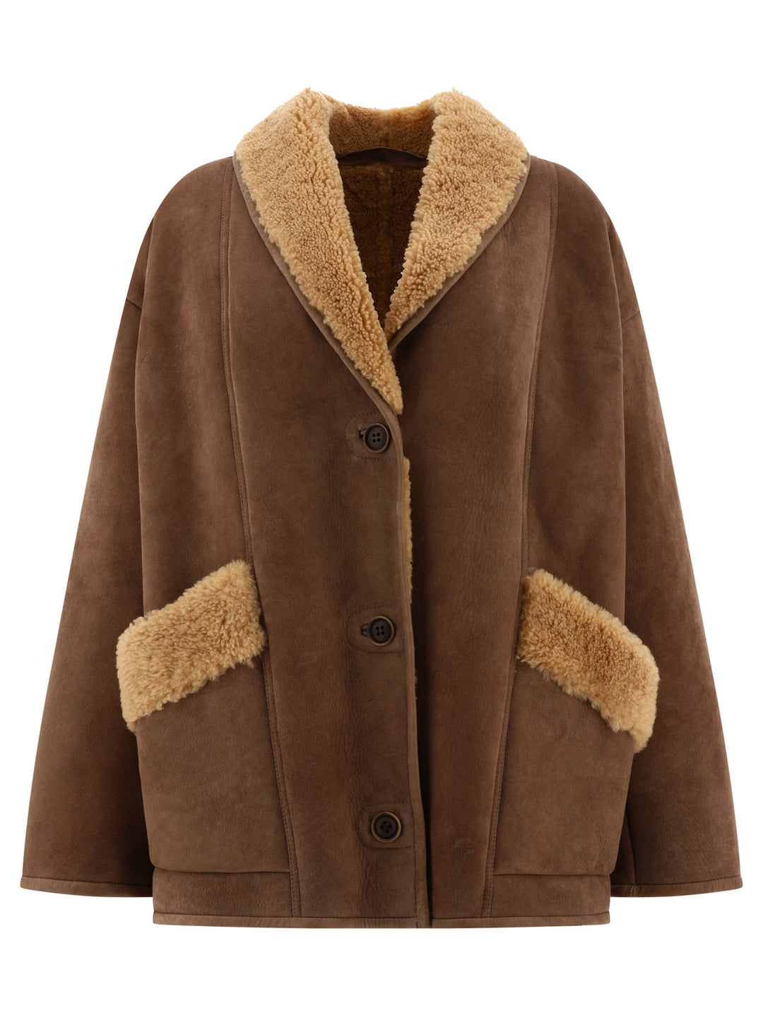 Jacket With Shearling Inserts Jackets Brown