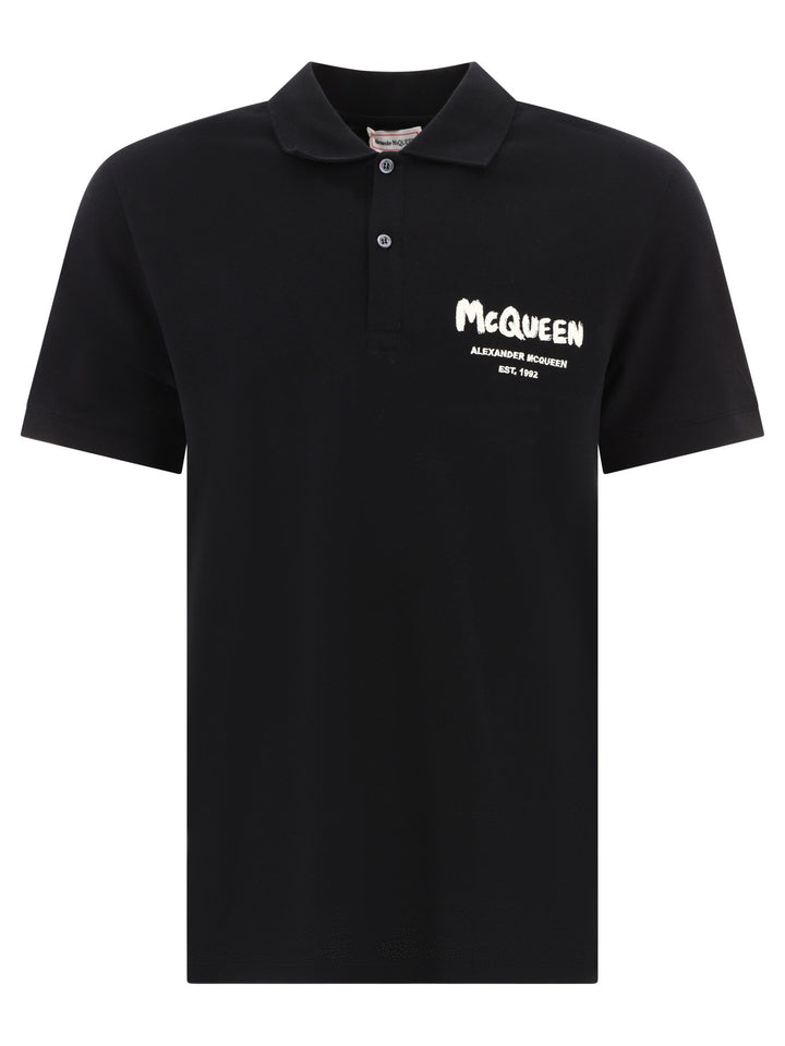 Mcqueen Graffiti Polo Shirts Black