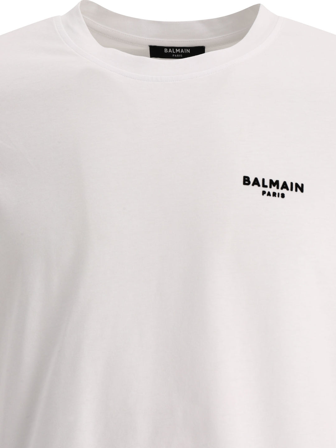 T-Shirt With Flocked Balmain Paris Logo T-Shirts White