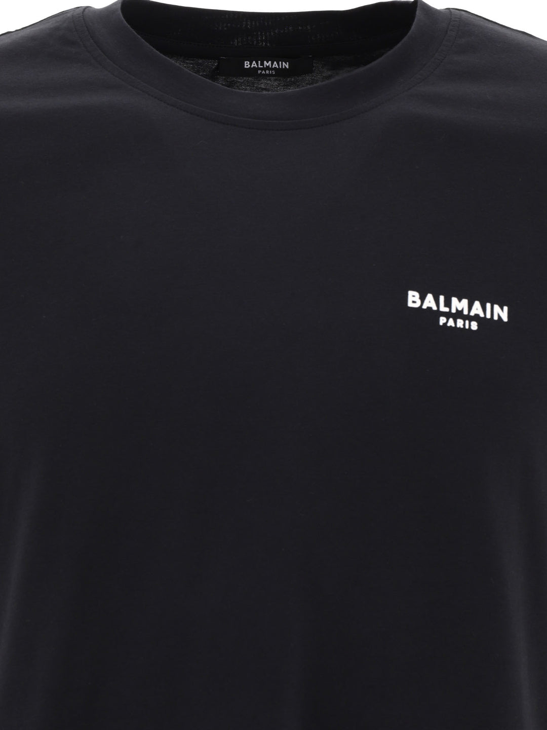 T-Shirt With Flocked Balmain Paris Logo T-Shirts Black