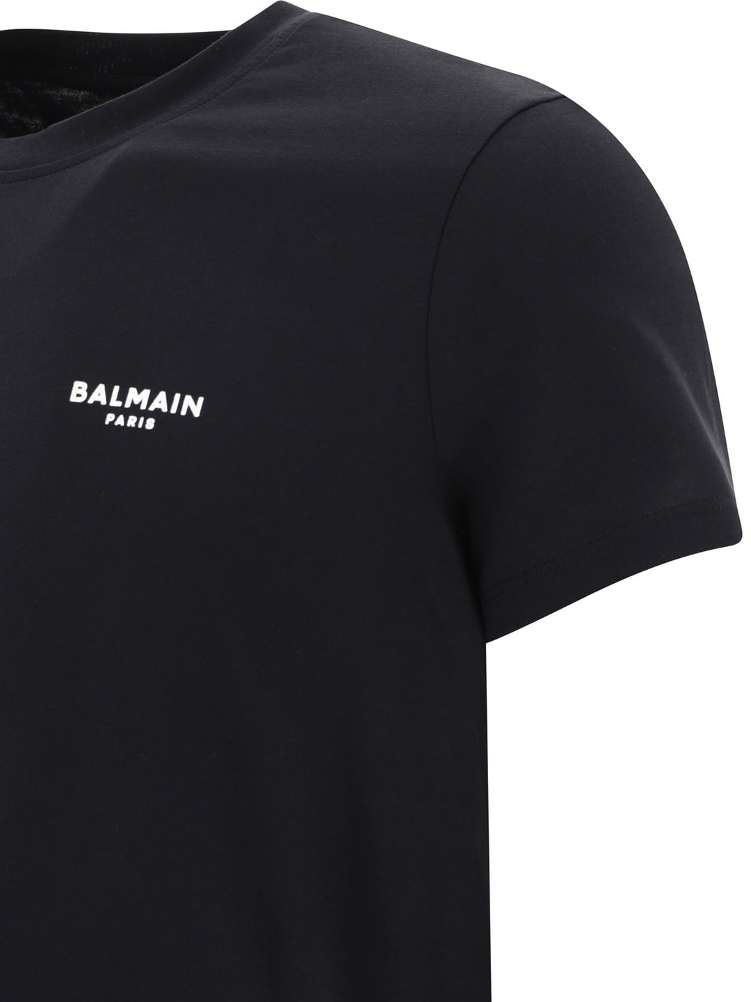 T-Shirt With Flocked Balmain Paris Logo T-Shirts Black