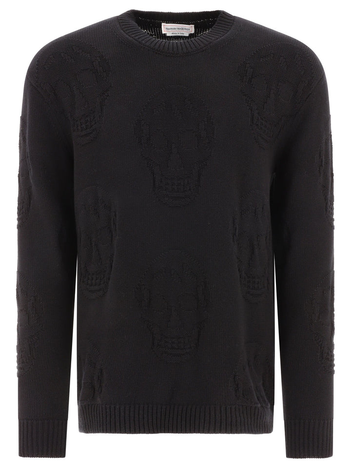 Textured Skull Sweater Knitwear Black