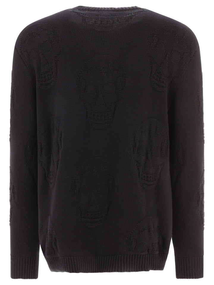 Textured Skull Sweater Knitwear Black