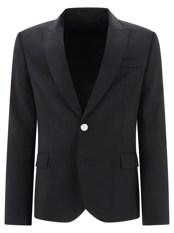 Single-Breasted Wool Blazer Jackets Black