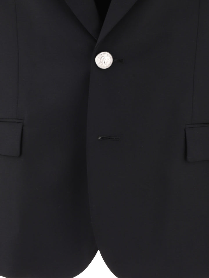 Single-Breasted Wool Blazer Jackets Black