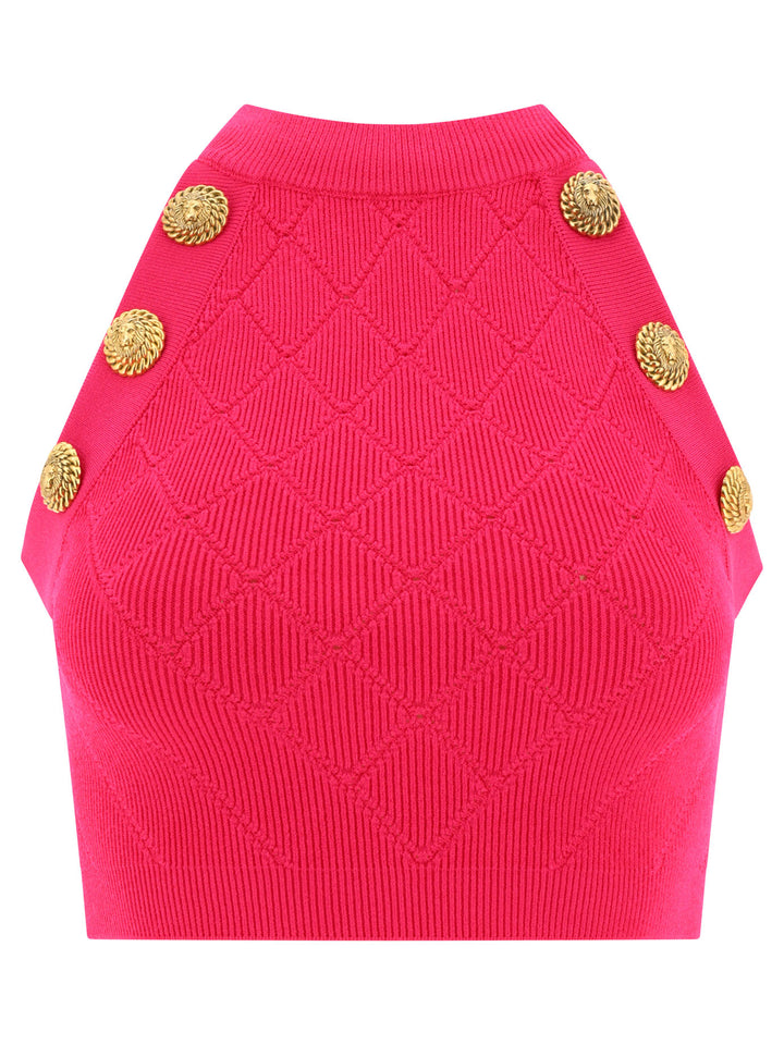 6-Buttons Tank Top Tops Fuchsia