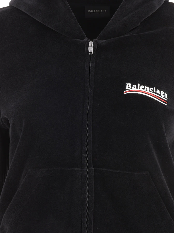 Chenille Hoodie With Logo Sweatshirts Black