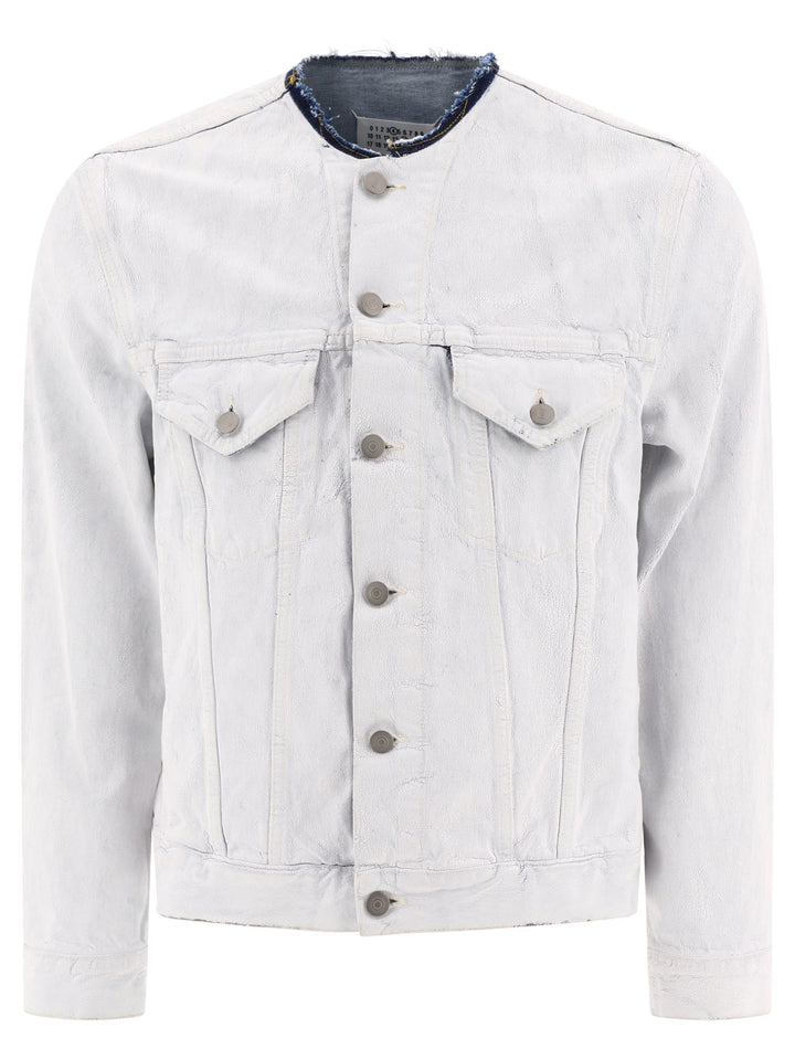 Giacca In Denim Senza Colletto Jackets Light Blue