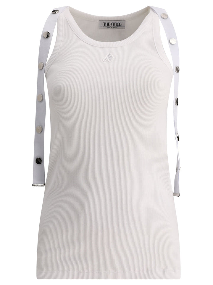 Trimmed Tank Top Tops White