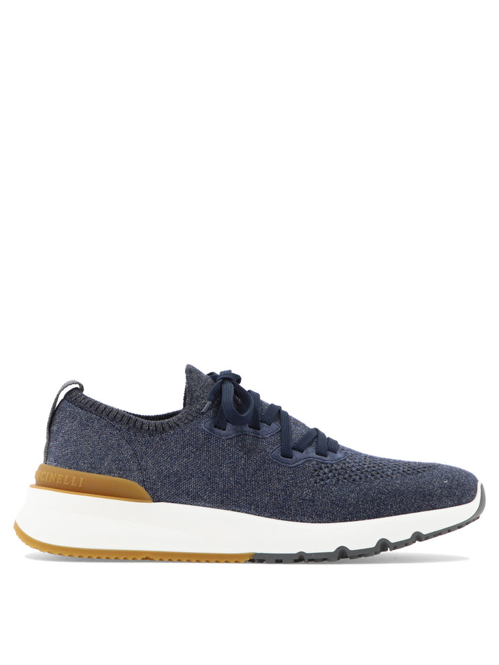 Cotton Chiné Knit Sneakers Sneakers & Slip-On Blue