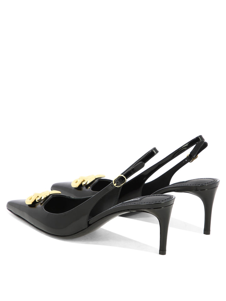 Slingbacks With Logo Heeled Shoes Black