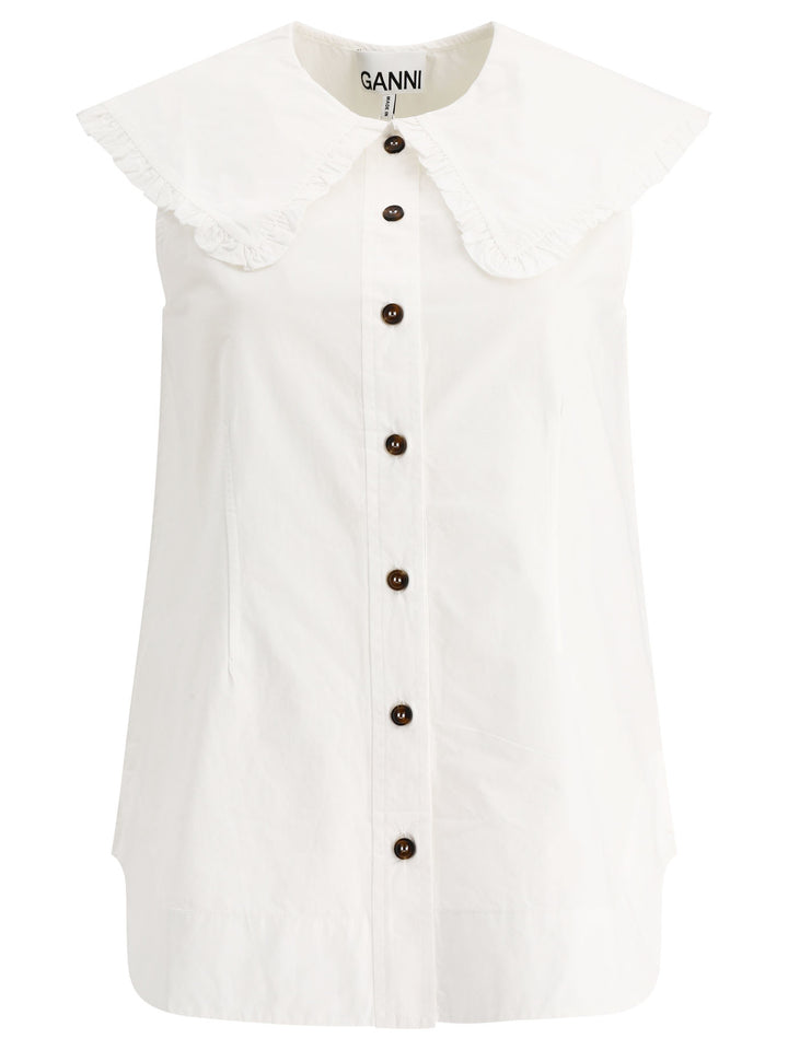 Poplin Blouse Tops White