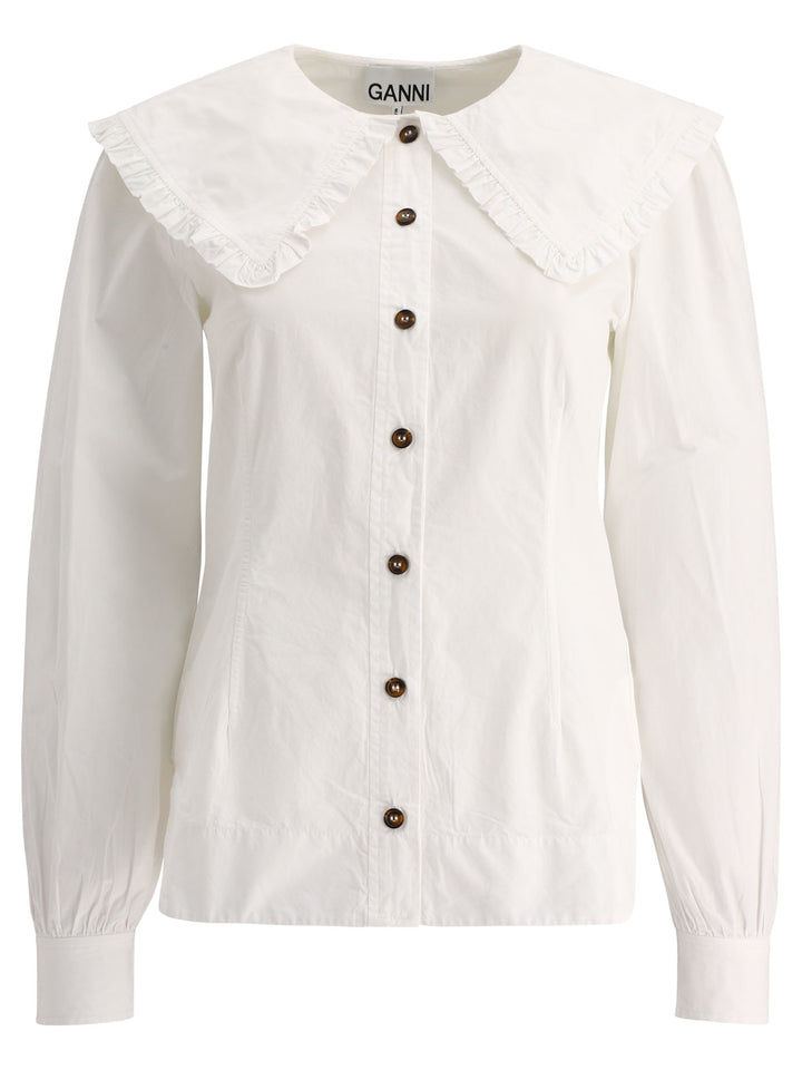 Ruffled Poplin Shirt Shirts White