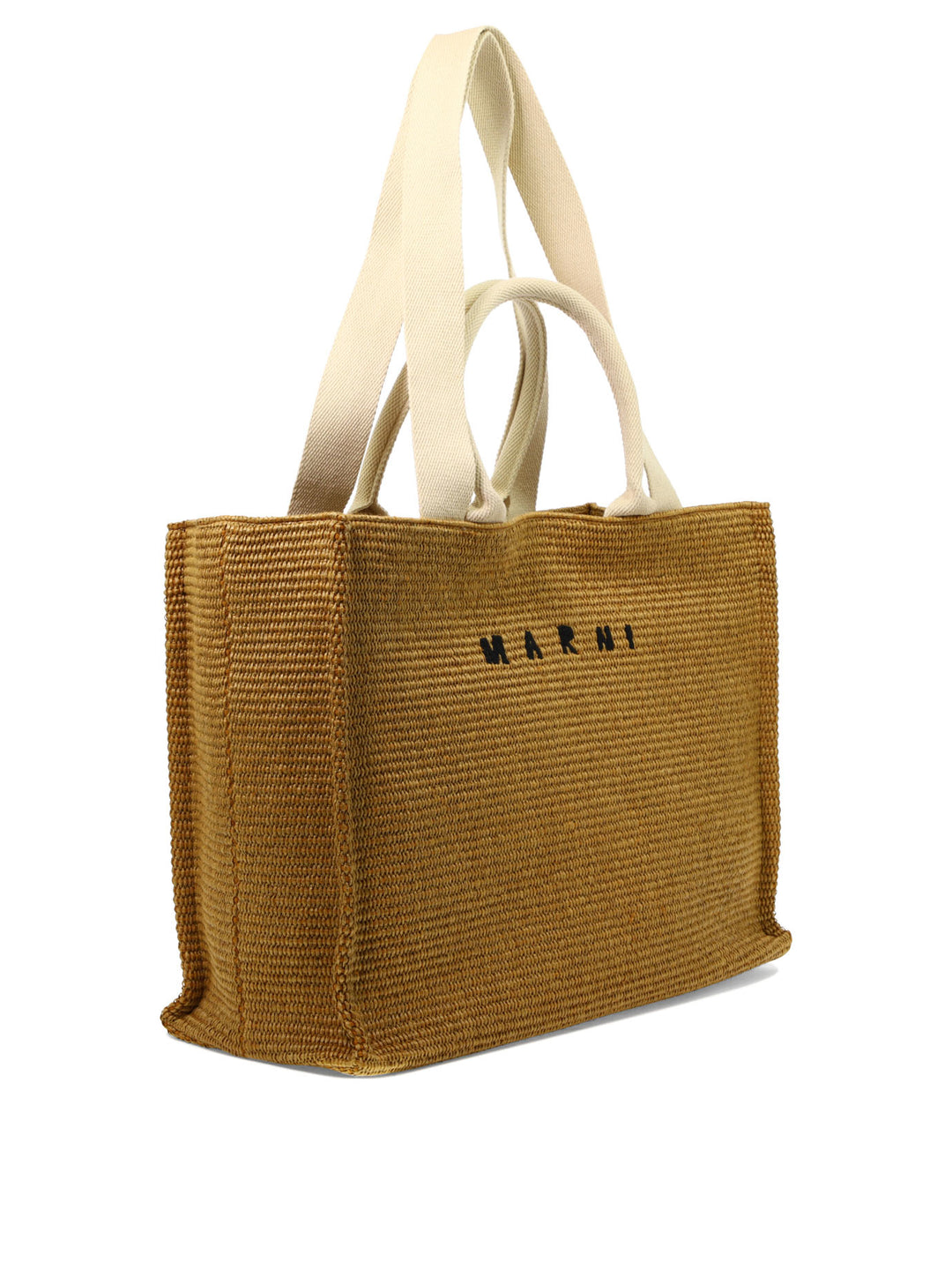 Tote In Raffia-Effect Fabric Shoulder Bags Beige