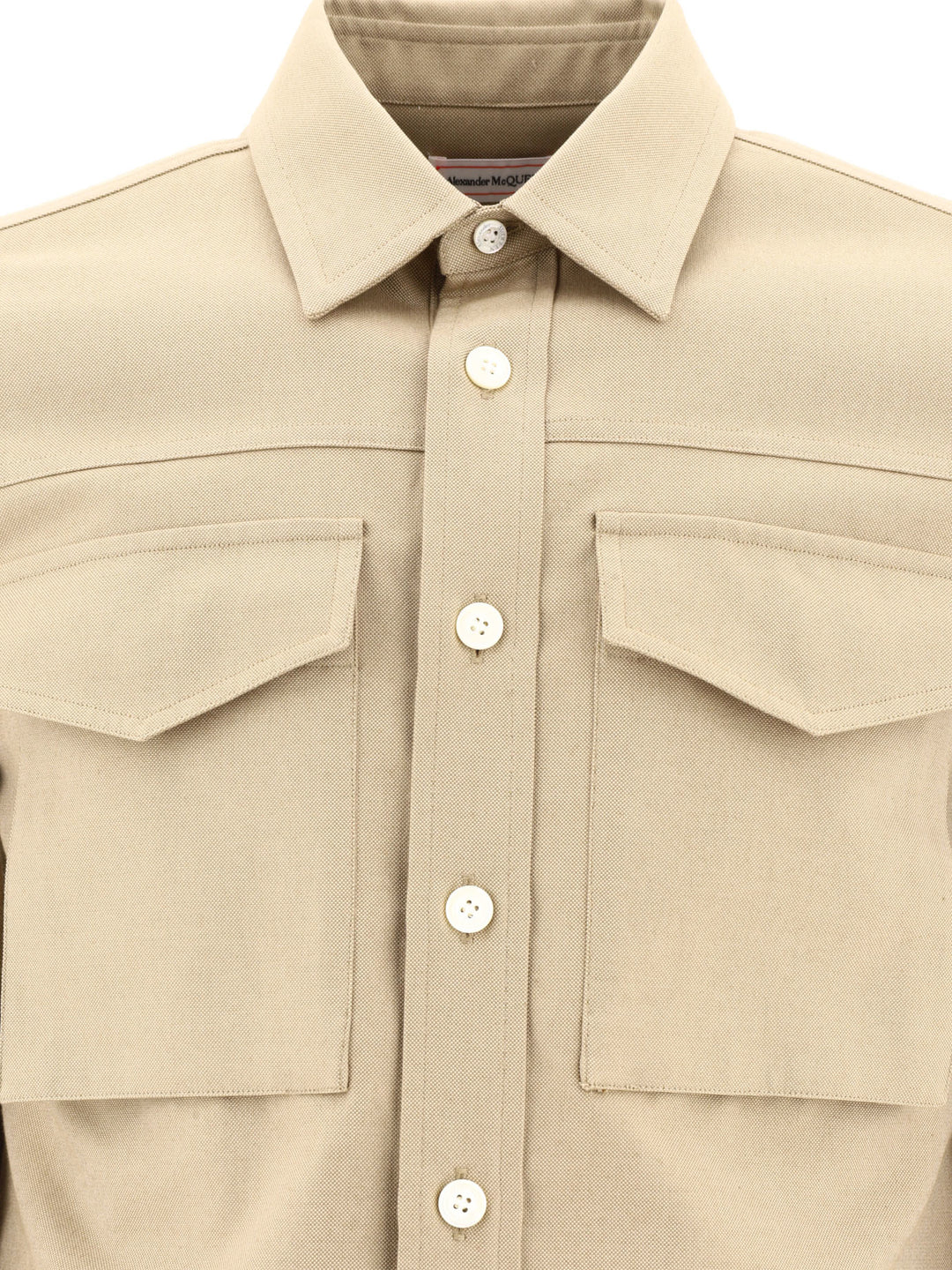 Overshirt With Flap Pockets Jackets Beige