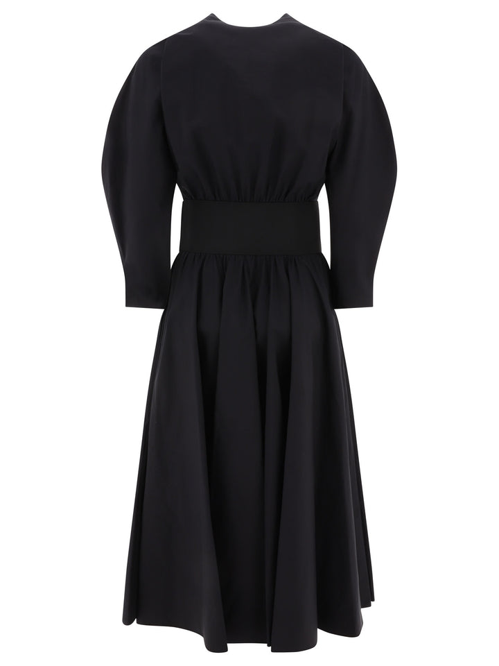 Poplin Cross Belt Dress Dresses Black