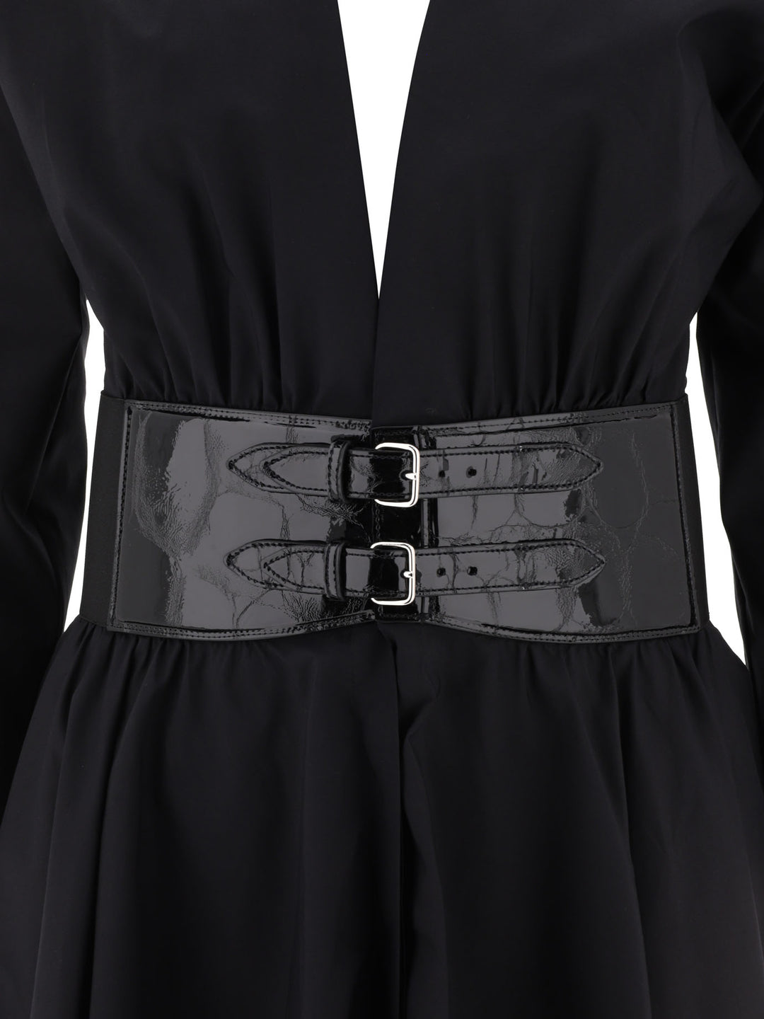 Poplin Cross Belt Dress Dresses Black