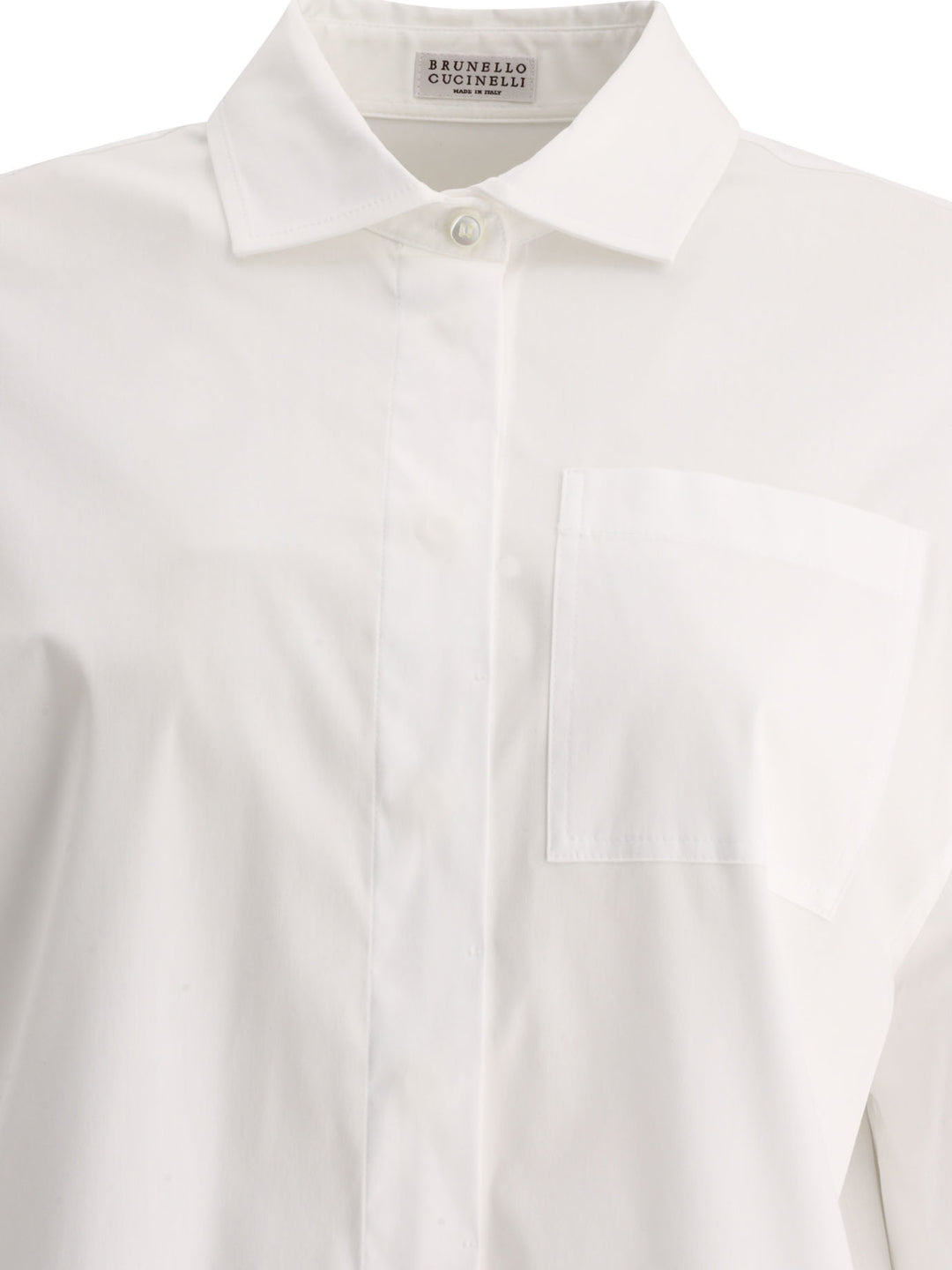 Poplin Shirt With Shiny Cuff Details Shirts White