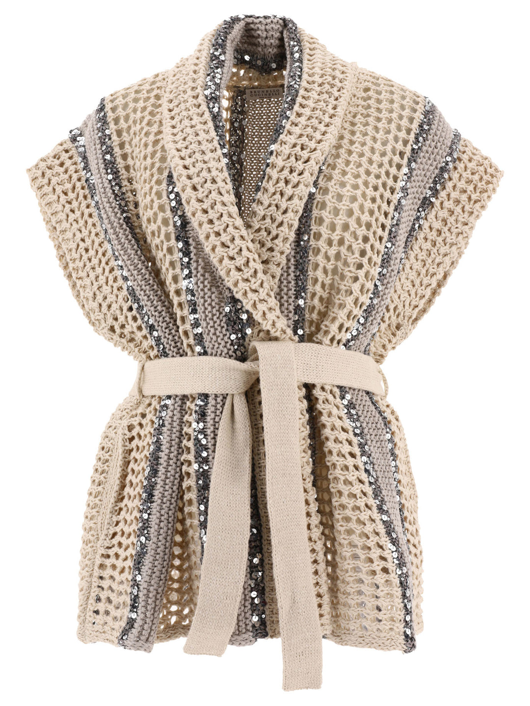 Sequin Embellished Cardigan Knitwear Beige