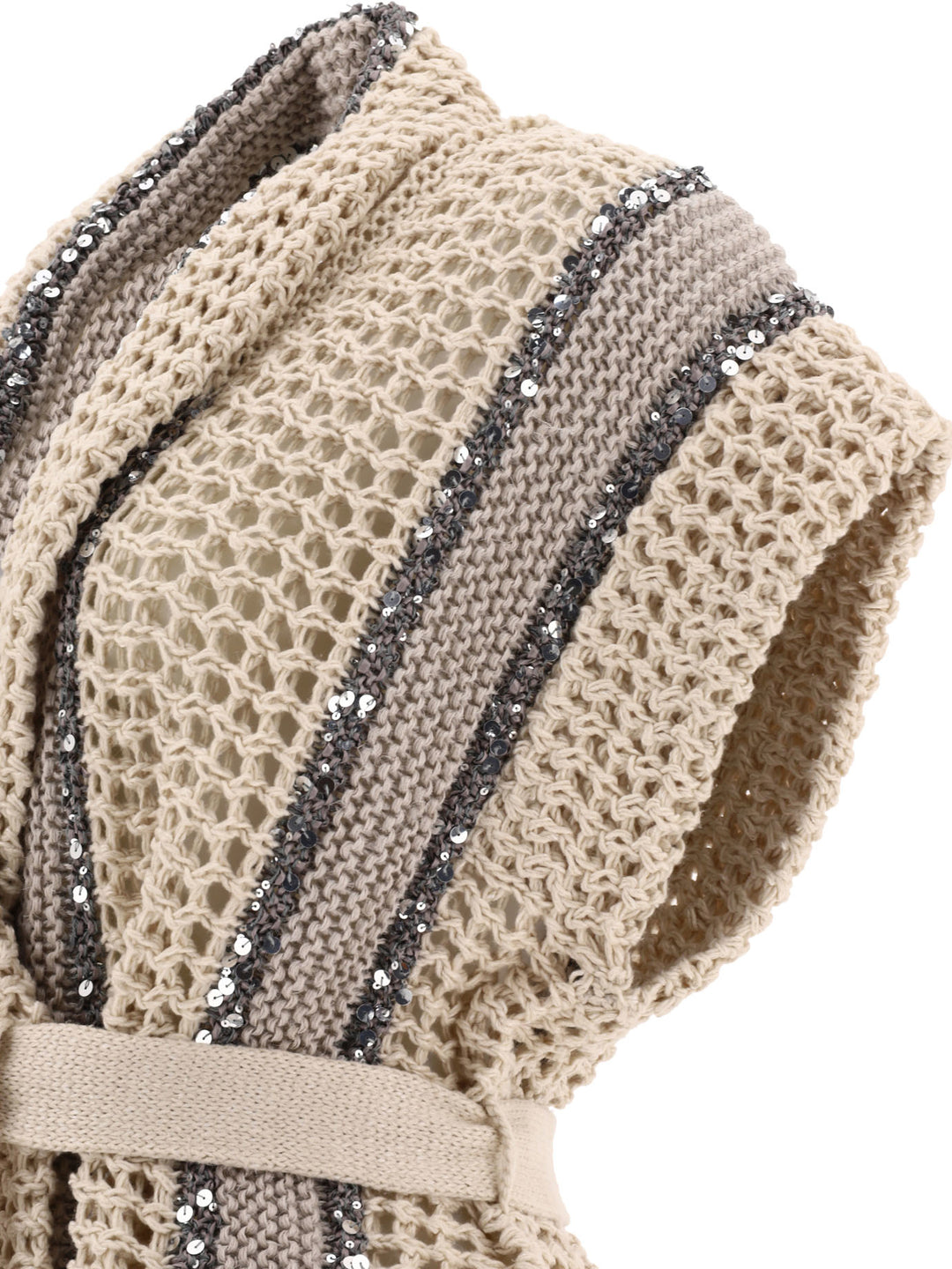 Sequin Embellished Cardigan Knitwear Beige