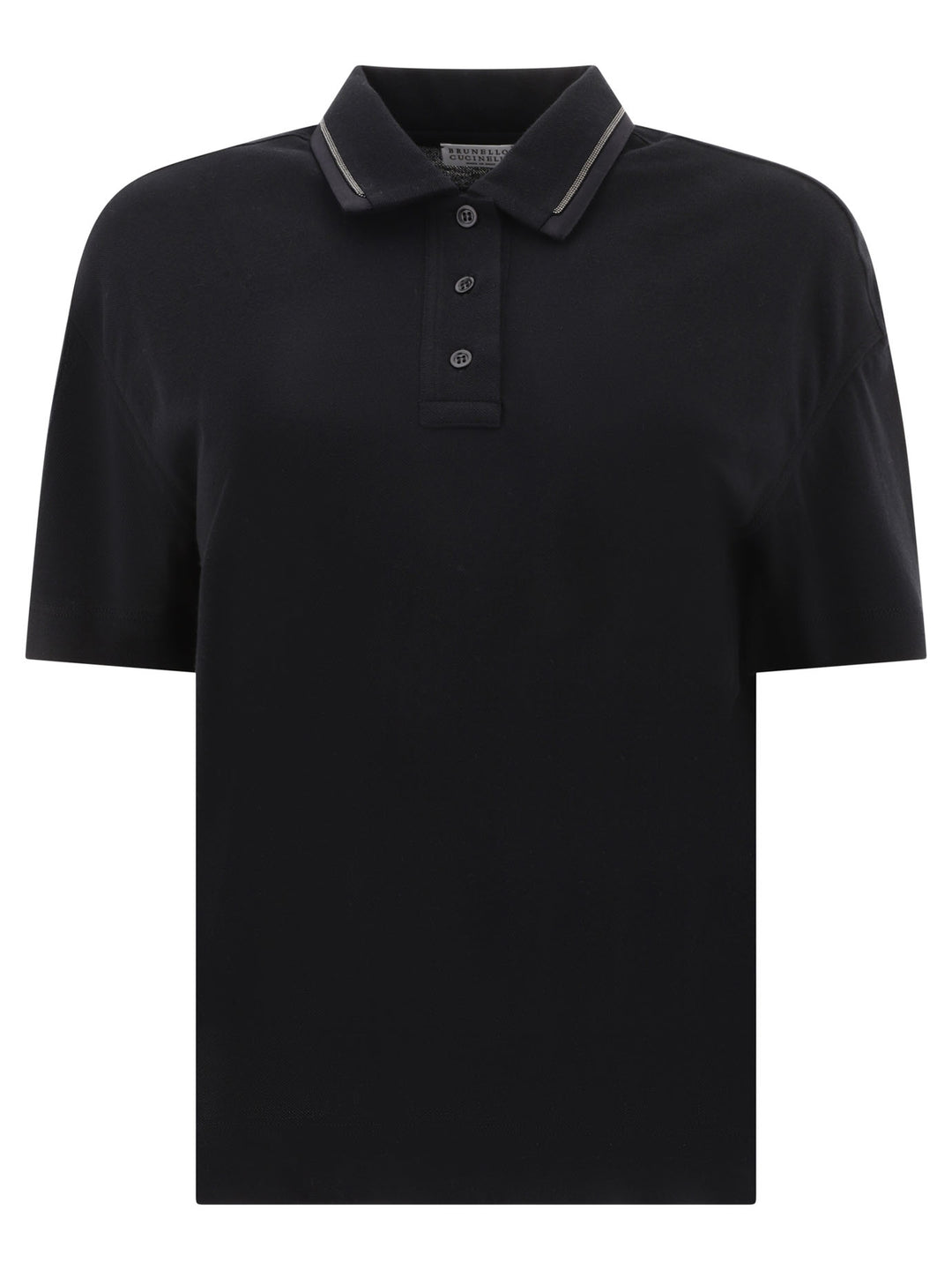 Piqué Polo Shirt With Monili Polo Shirts Black