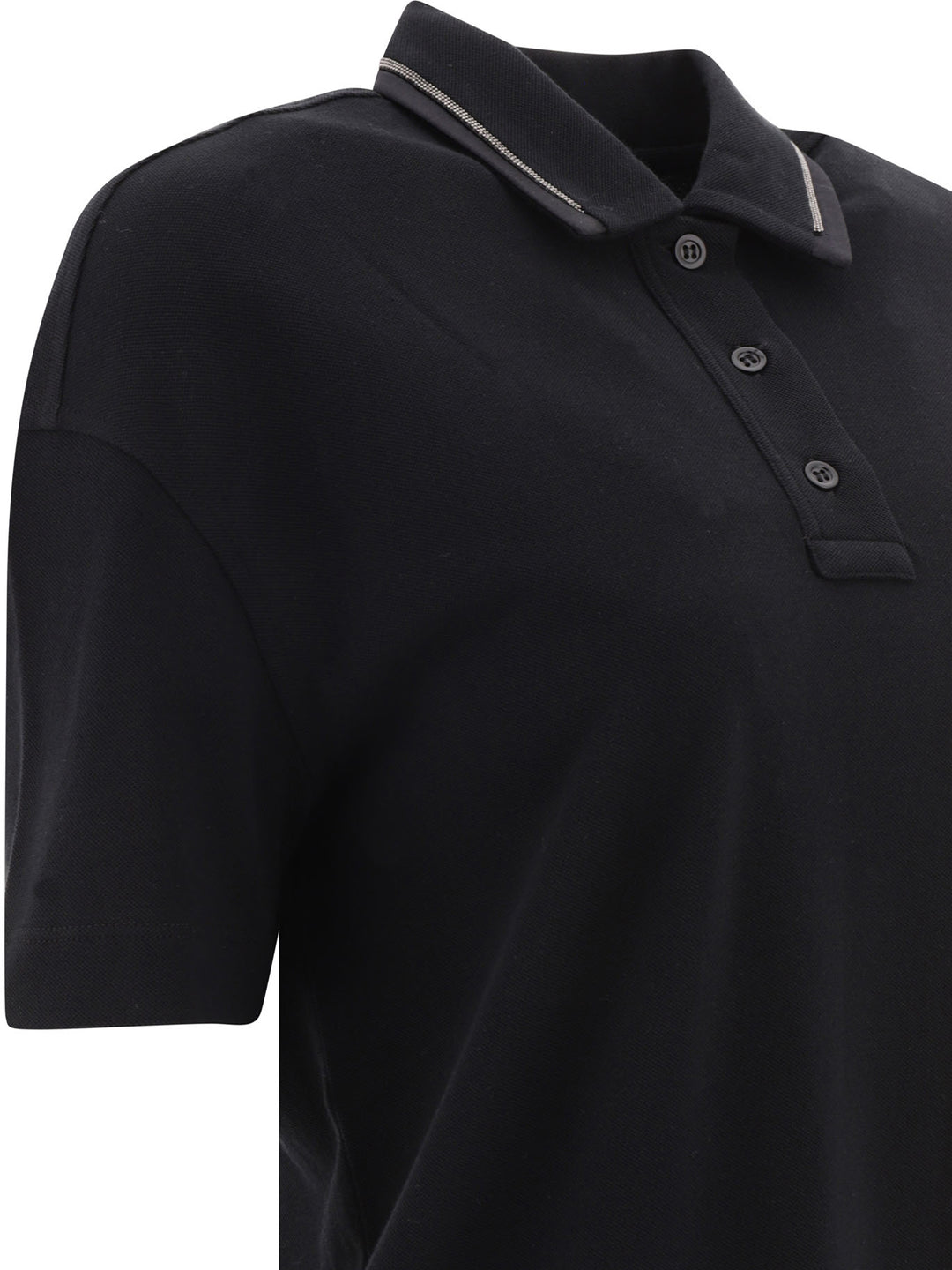 Piqué Polo Shirt With Monili Polo Shirts Black