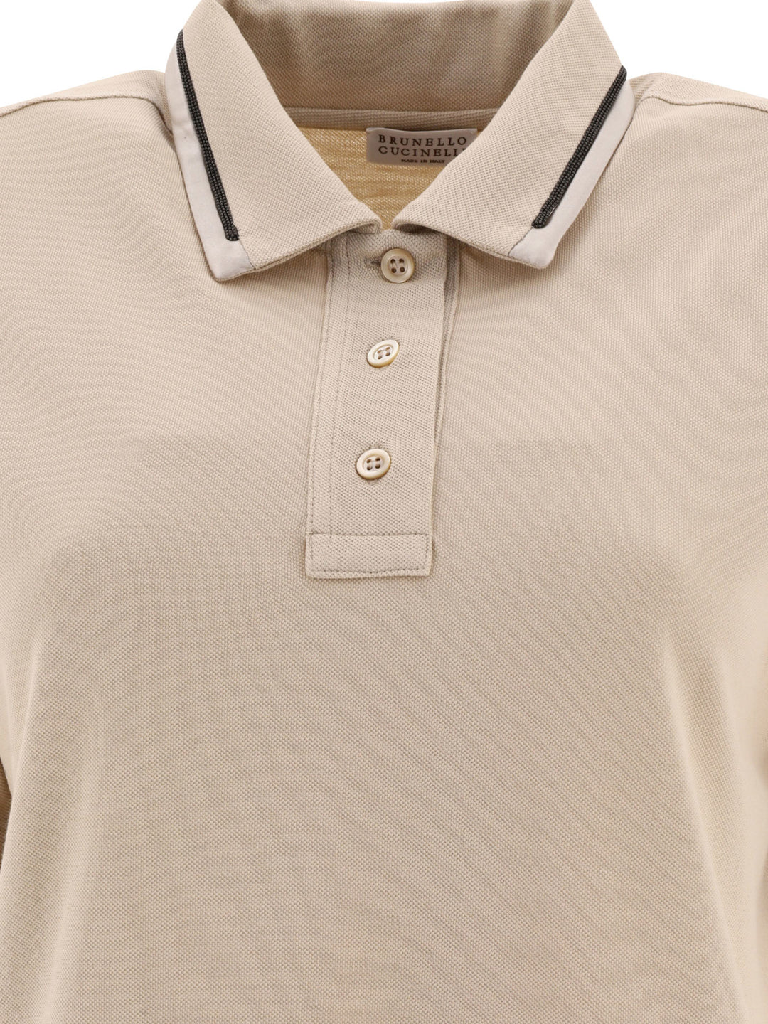 Piquet Polo Shirt With Monili Polo Shirts Beige