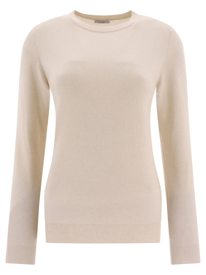 Cashmere Sweater With Monili Knitwear Beige