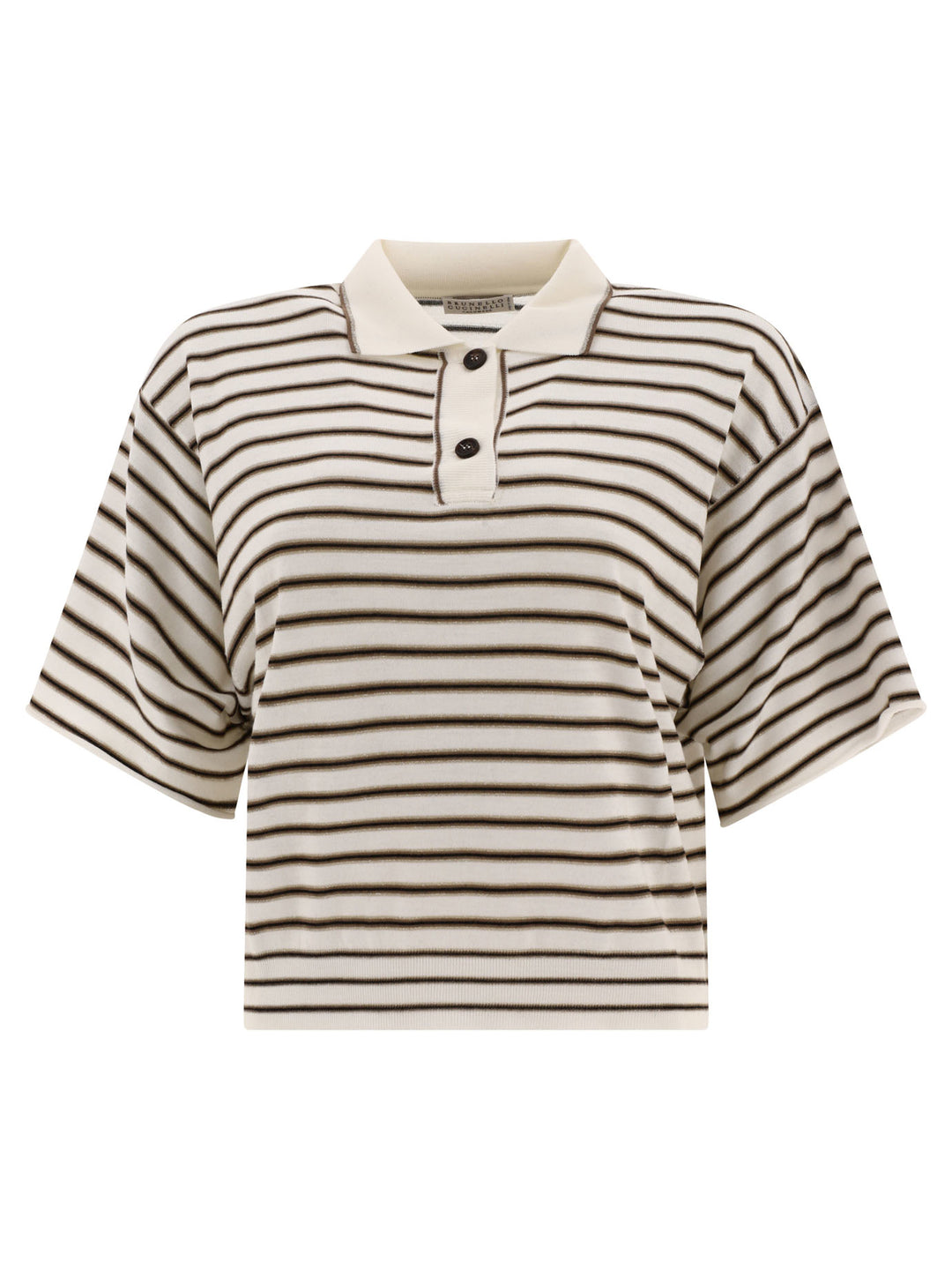 Sparkling Stripe Polo Shirts Brown