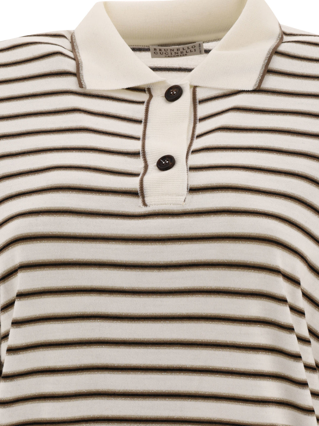 Sparkling Stripe Polo Shirts Brown