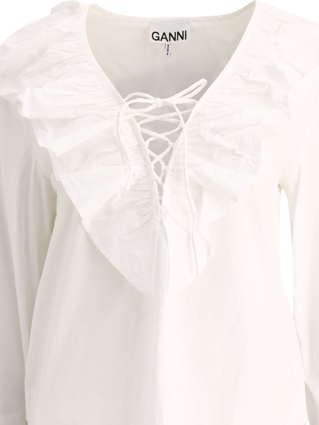 Ruffled Blouse Tops White