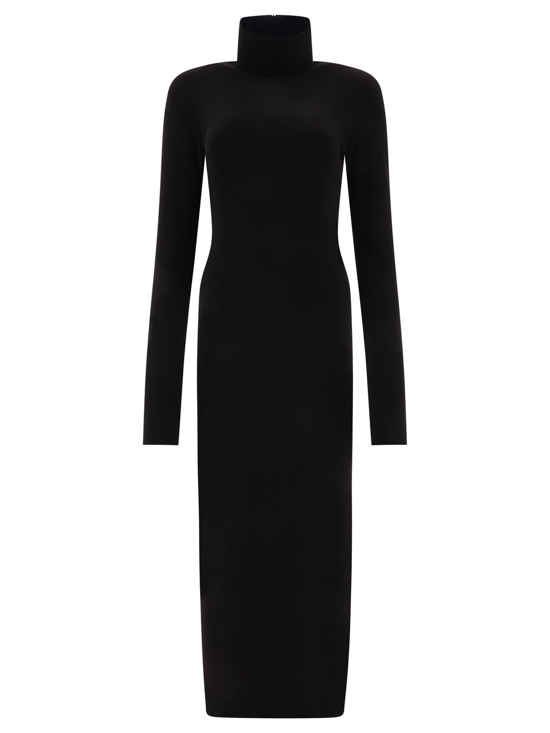 Turtleneck Side Slit Gown Dresses Black