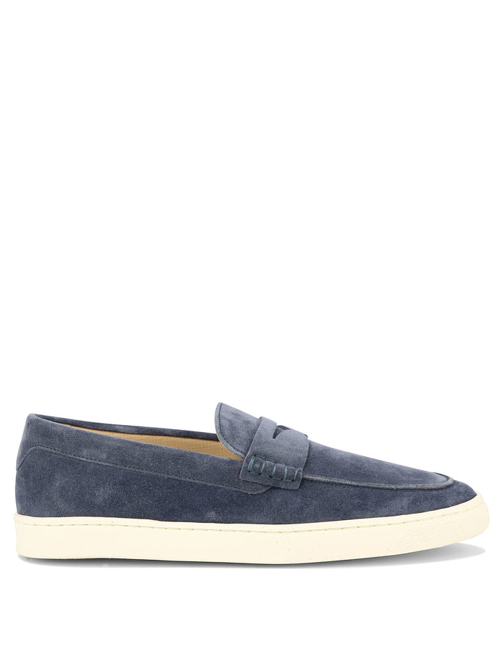 Suede Loafers With Latex Sole Loafers & Slippers Blue