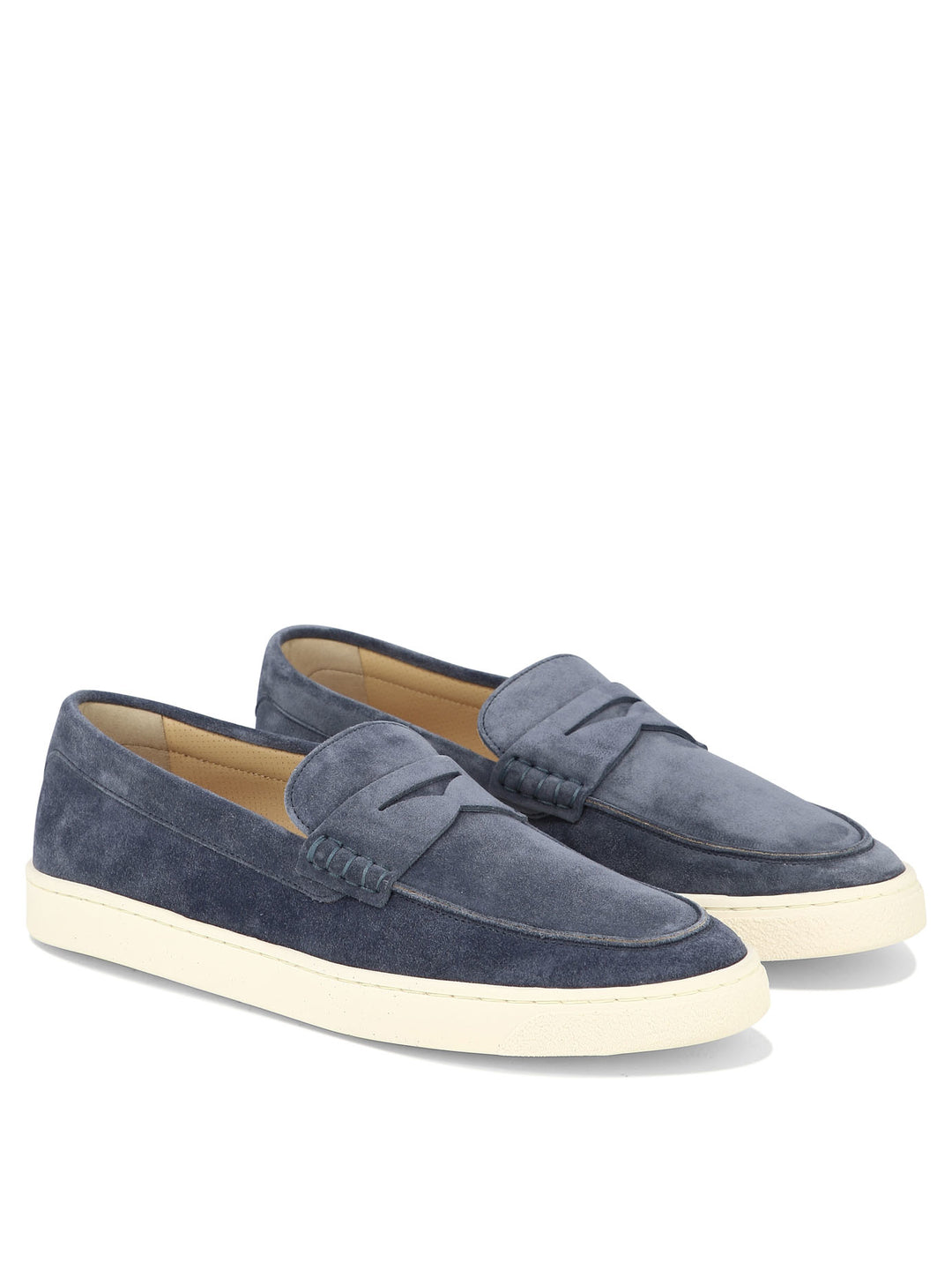 Suede Loafers With Latex Sole Loafers & Slippers Blue