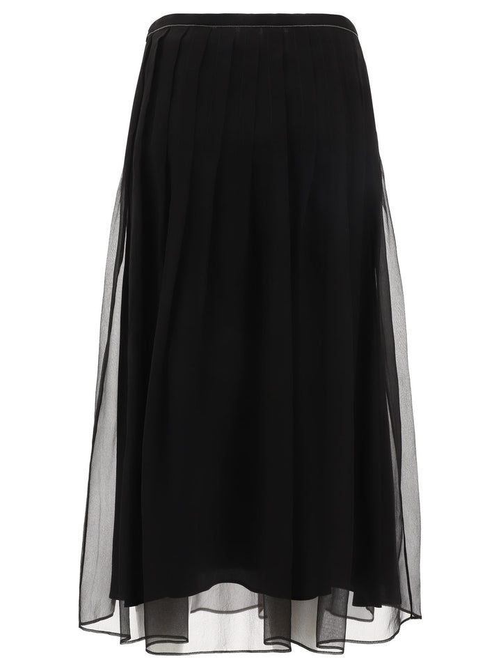 Pleated Skirt With Shiny Waistband Skirts Black