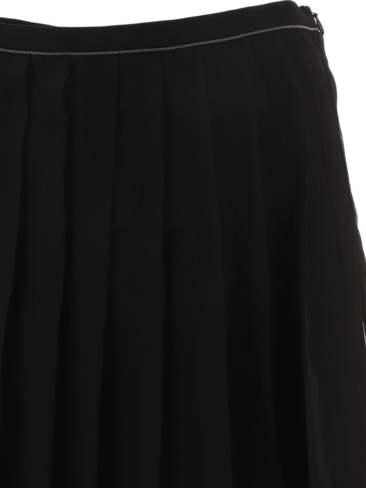 Pleated Skirt With Shiny Waistband Skirts Black