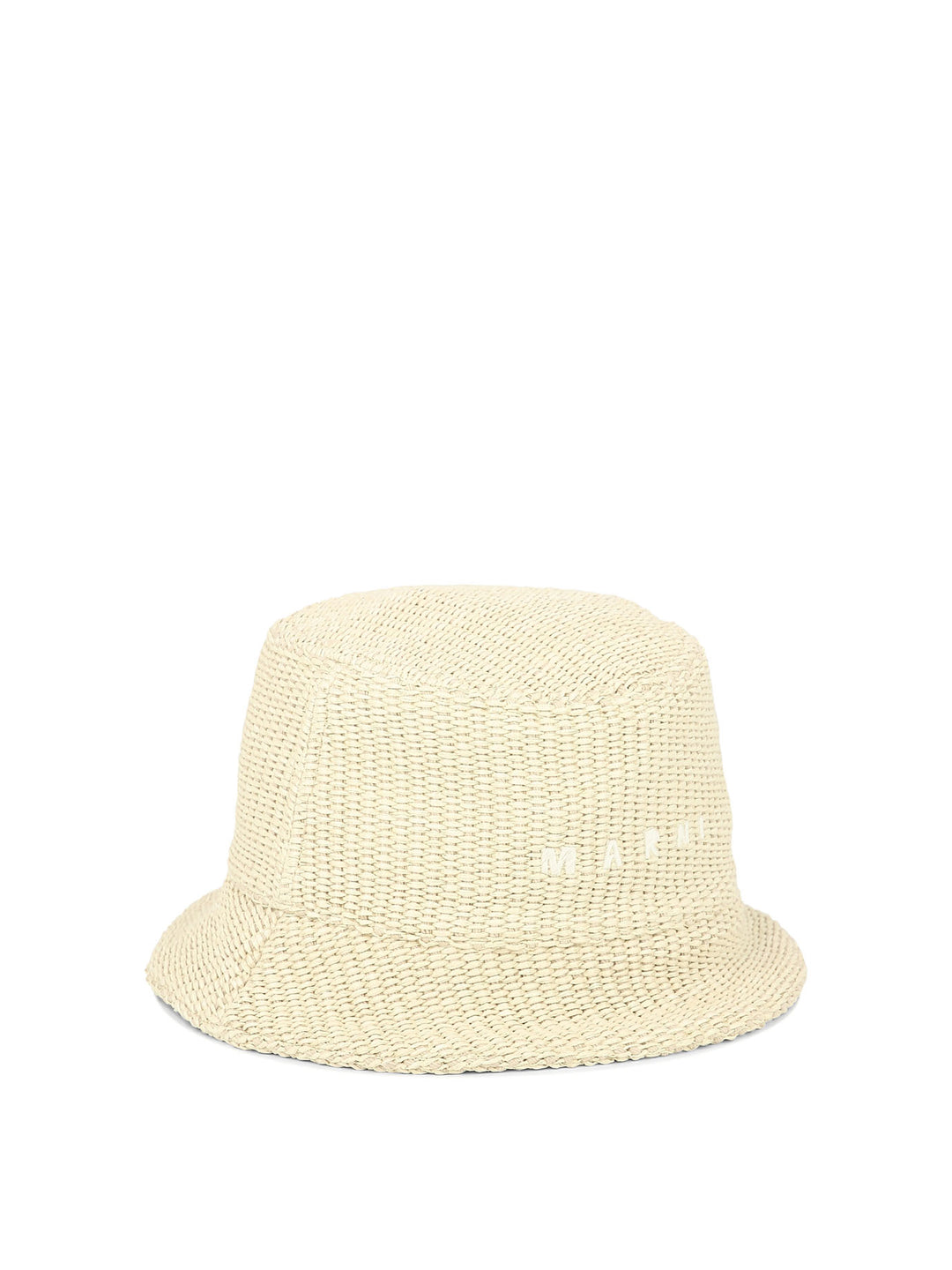 Raffia Bucket Hat With Logo Embroidery Hats Beige