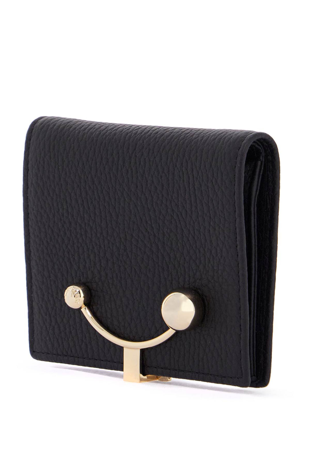 Crescent Wallet In Black Calfskin With Zip Pocket