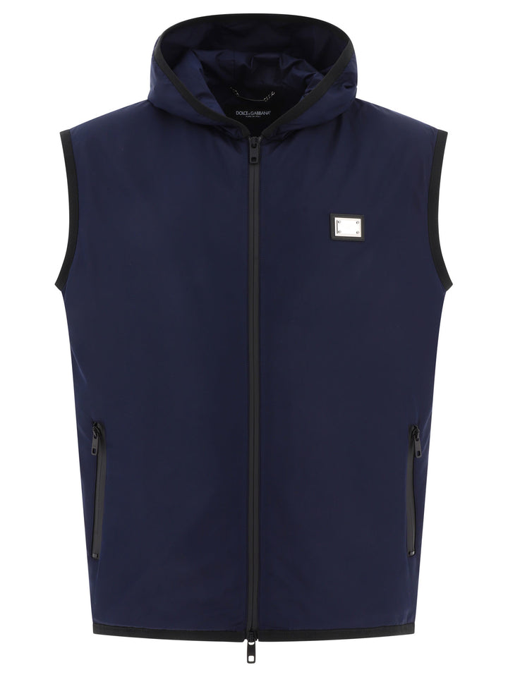 Hooded Sports Vest Jackets Blue