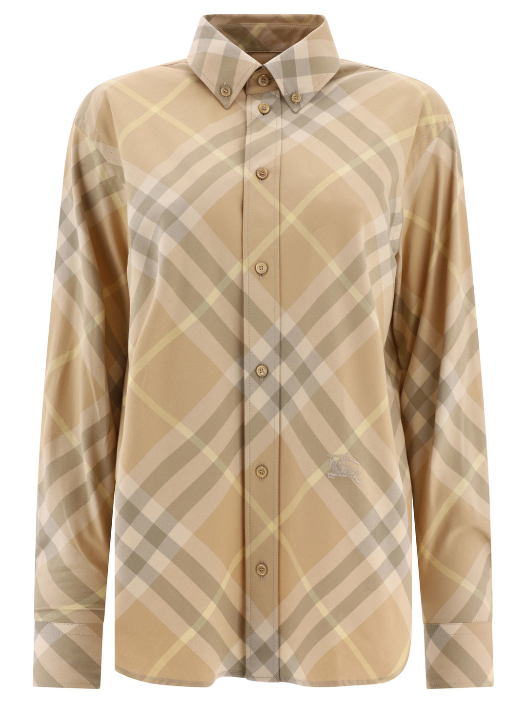 Check Cotton Shirt Shirts Beige